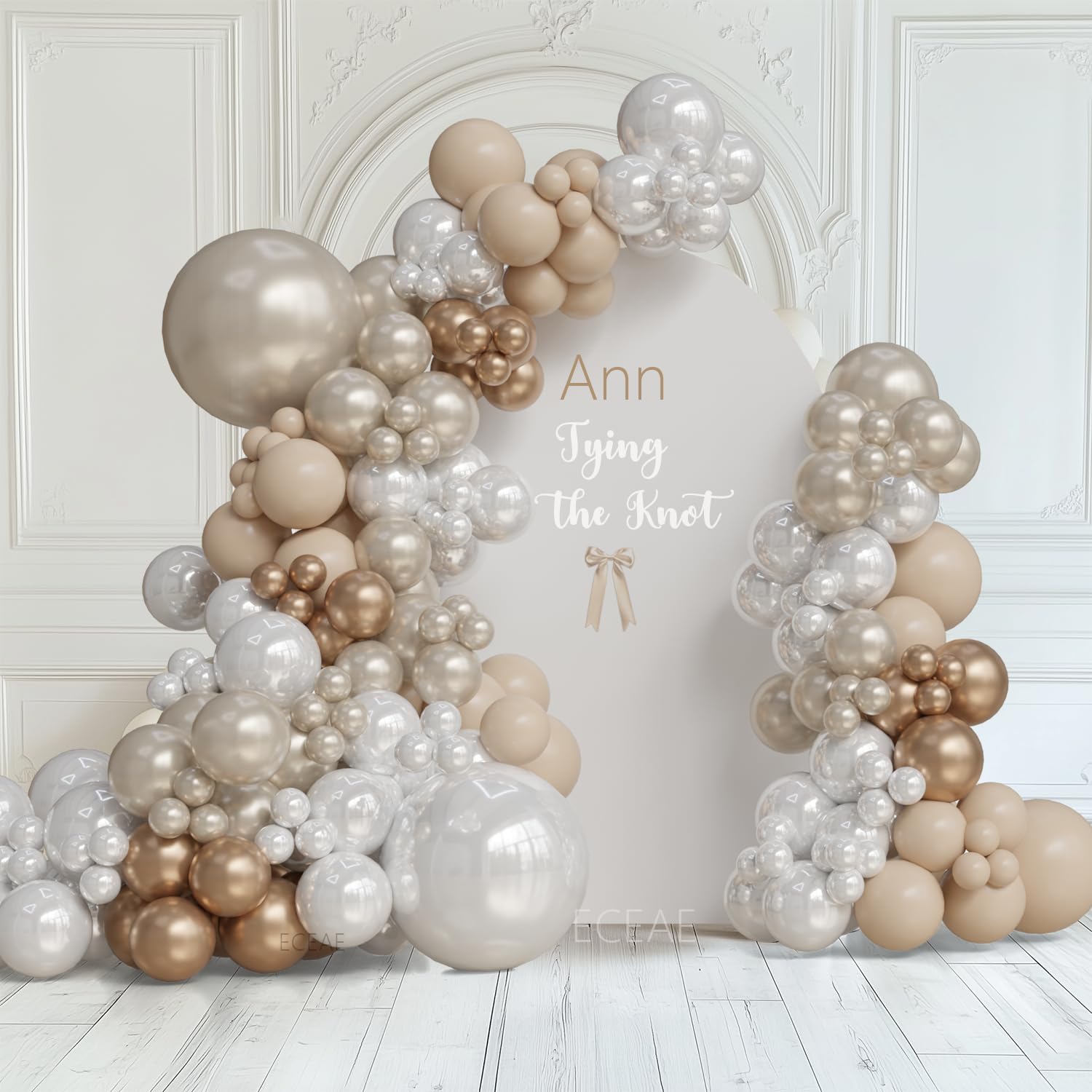 Pearl White Double Stuffed Balloon Arch Metallic Champagne Balloon Garland Neutral Balloon Arch Kit Nude Bobo Cream Apricot Coffee Sand Globos For