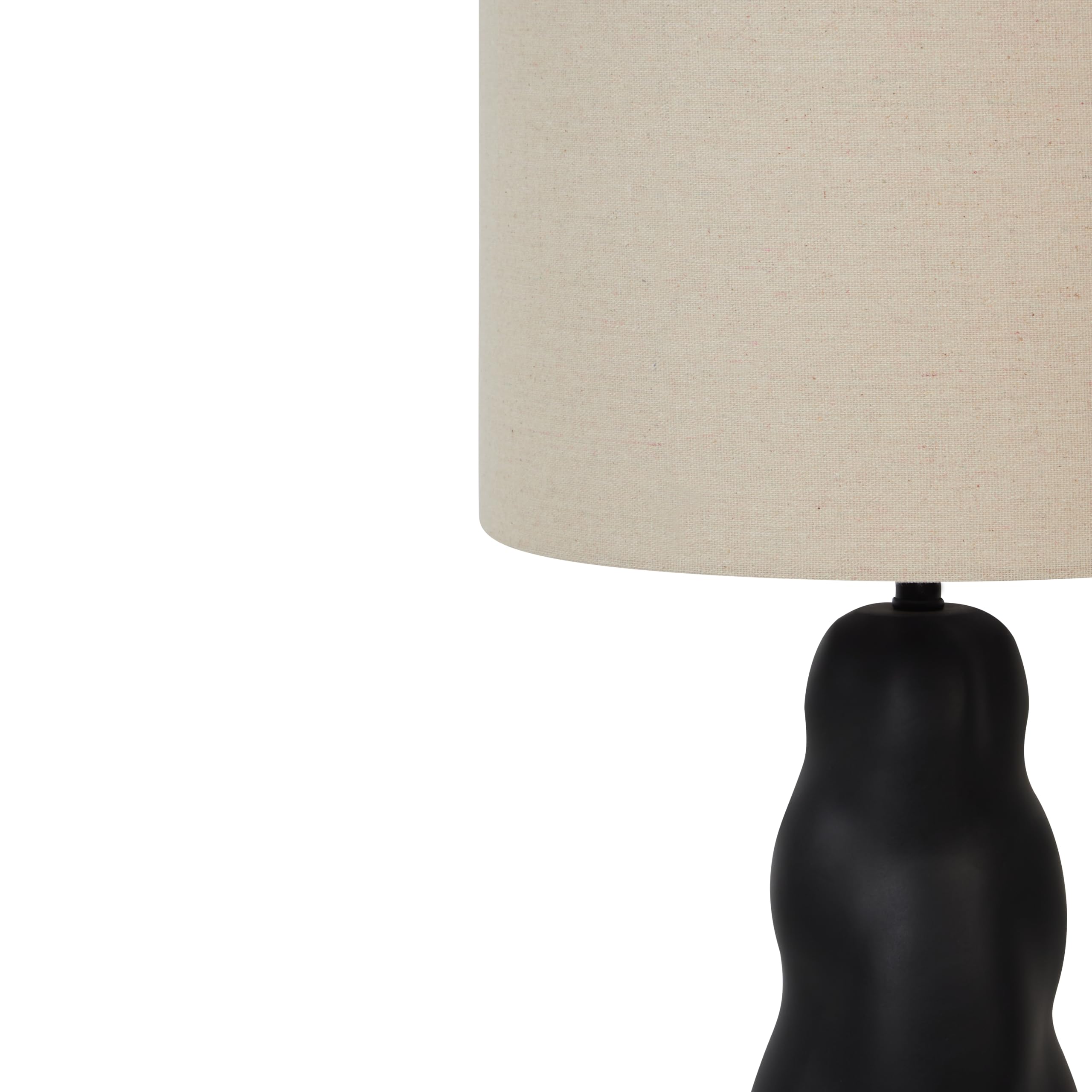 Beliani Tischlampe Keramik Vasenfuß schwarz Stoffschirm Trommelform mit Schalter Vilar