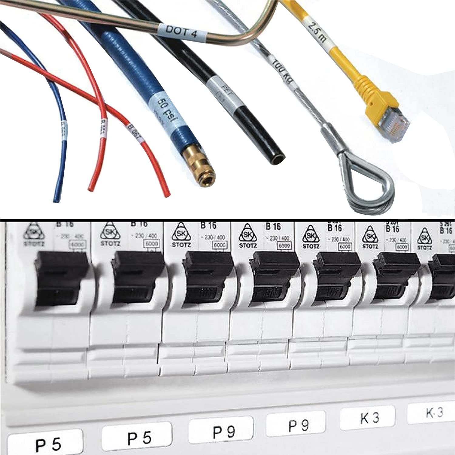 Bamberg Nastro per Etichette da 4 Pacchi per Cartuccia M21-500-499-TB, Nastro per Etichette in Nylon, Nero su Bianca, Lunghezza 16 Pollici, Larghezza 0,5 Pollici