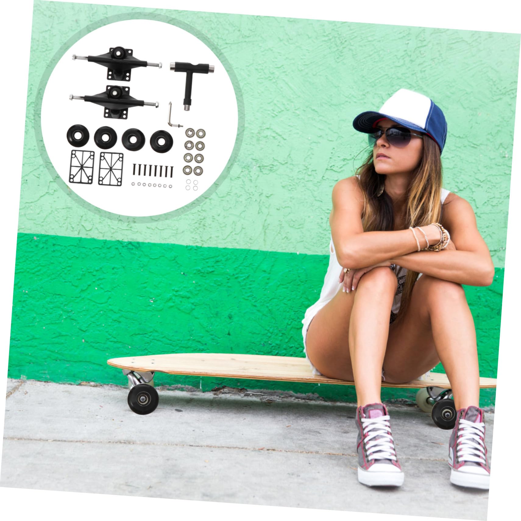 Kit de Trucks de Skateboard Double Kick Abec en Alliage d'Aluminium