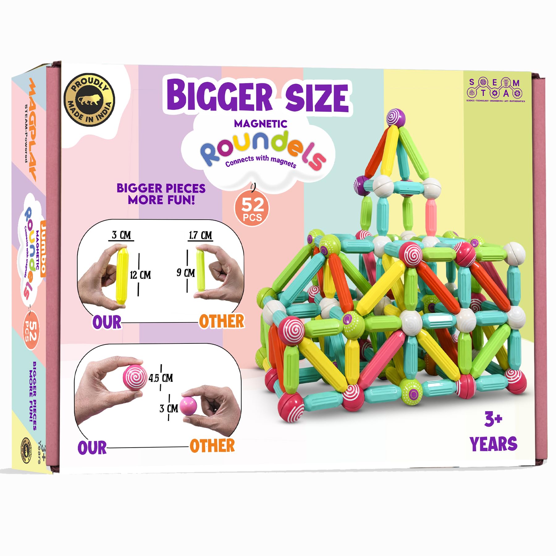 ToyDen 52 Pieces Big Size Magnetic Sticks Building Blocks Set for Kids Age 3+ - Creative and Educational Construction Toy for Boys and Girls, Includes Magnetic Balls, Safe and Durable, STEM Learning (B0CT8XFDK6) Amazon Price History, Amazon Price Tracker