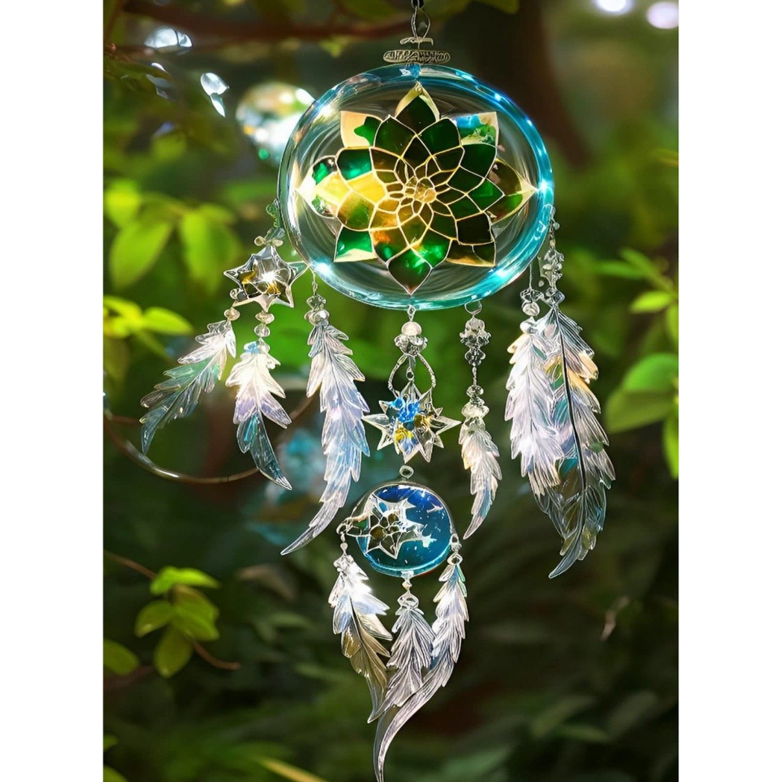 QENSPE 5D Diamond Painting Kits for Adults, Crystal Wind Chimes Diamond Art Kits Full Drill Landscape Diamond Painting Kit for Kids Beginners, DIY Crystal Picture Art for Home Wall Decor 30x40cm