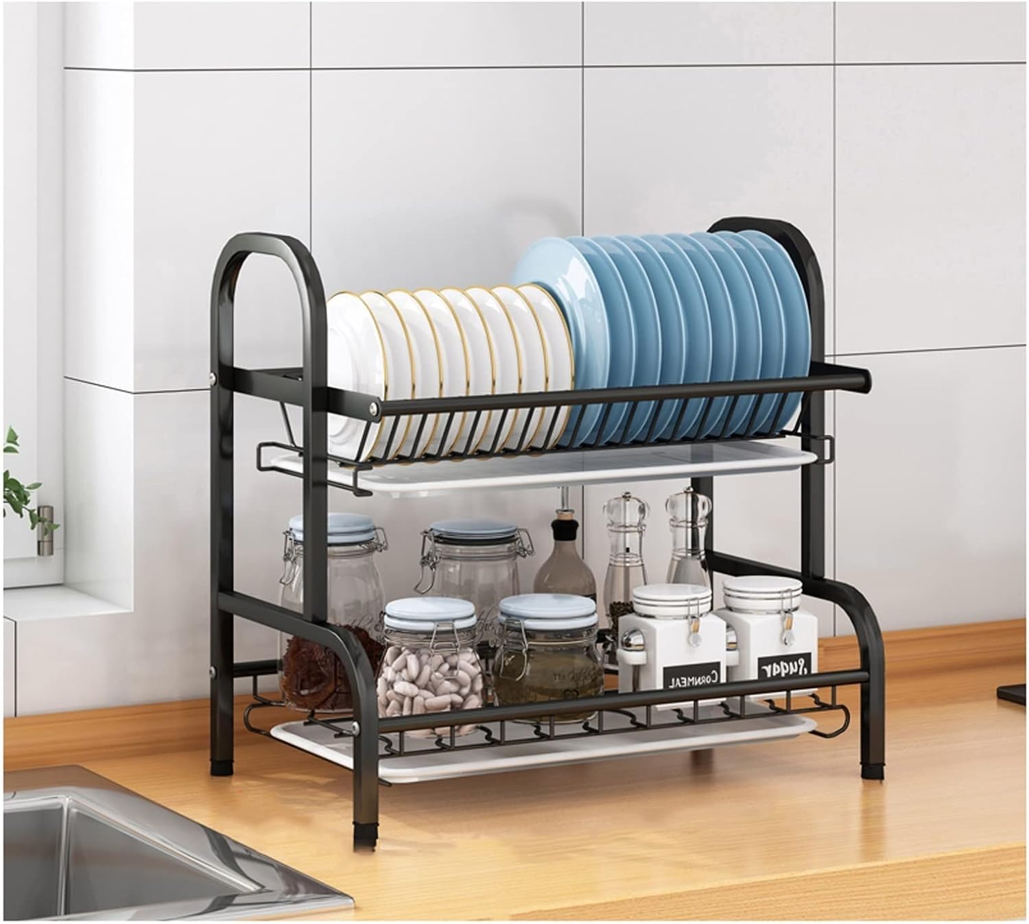 Dish Drying Rack 304 Stainless Steel Dish Storage Rack, Kitchen Dish Drainer Dish Rack, Dish Storage Rack, Dish Drying Rack Organizer Dish Racks for Kitchen Counter(C)