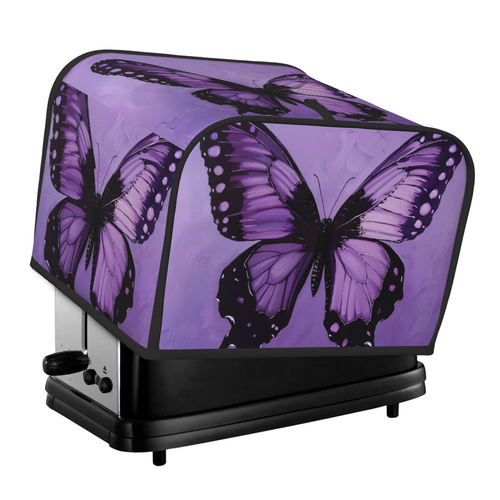 Butterfly Purple Print 4-Slice Toaster Cover Dustproof Waterproof Kitchen Appliance Protector For Bread