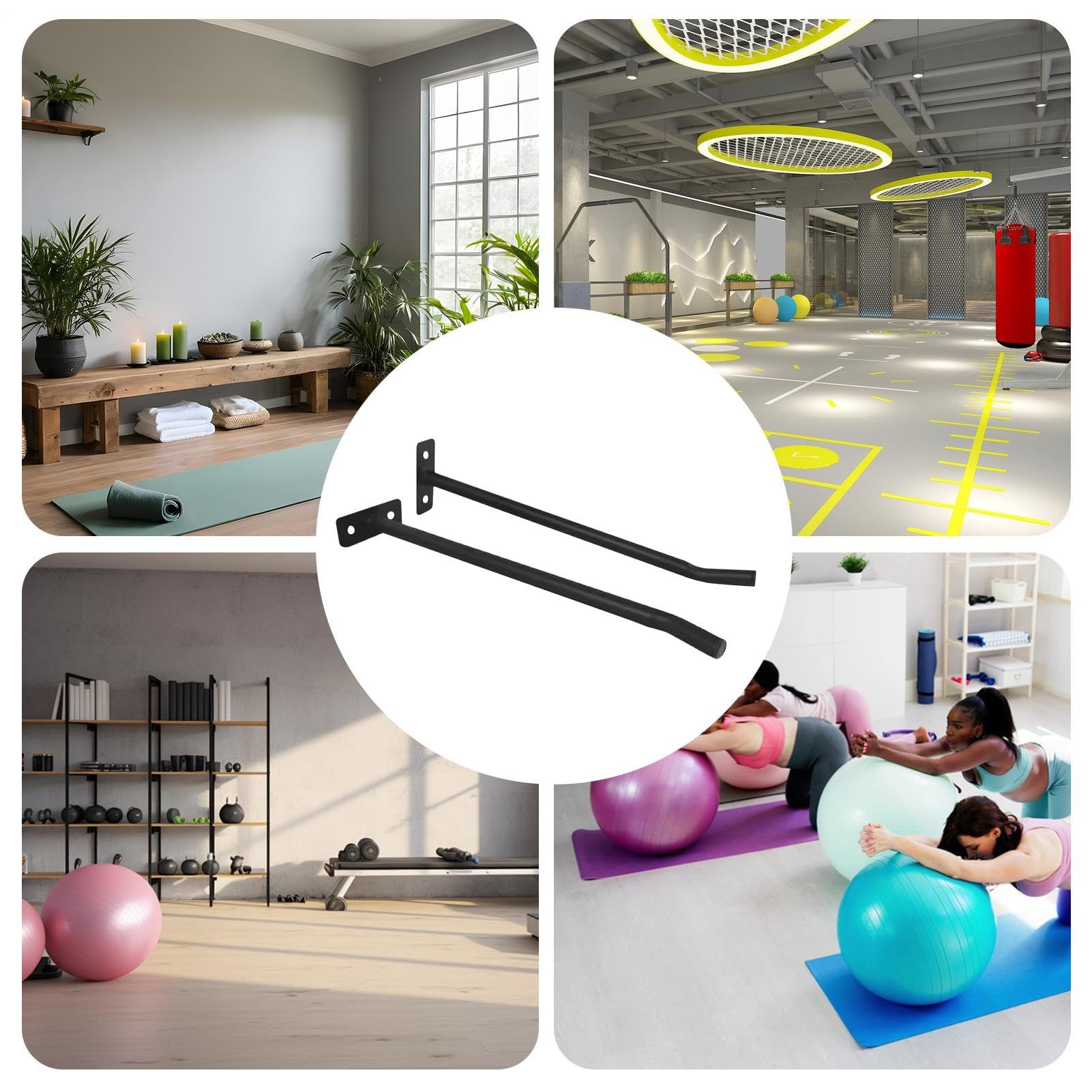 Soporte de pared para bolas de yoga, 2 uds, 39x4x10 cm, 30 kg, organizador de almacenamiento