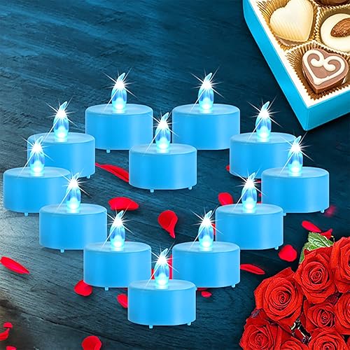 Miniatura 3 de Velas LED de té - Paquete de 24 velas azules sin llama realistas y brillantes parpadeantes de larga duración 200 horas para celebración de