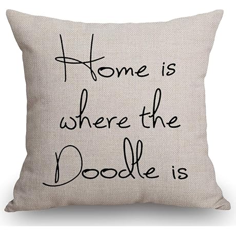 Home is Where the Doodle is Cotton Linen Pillowcase