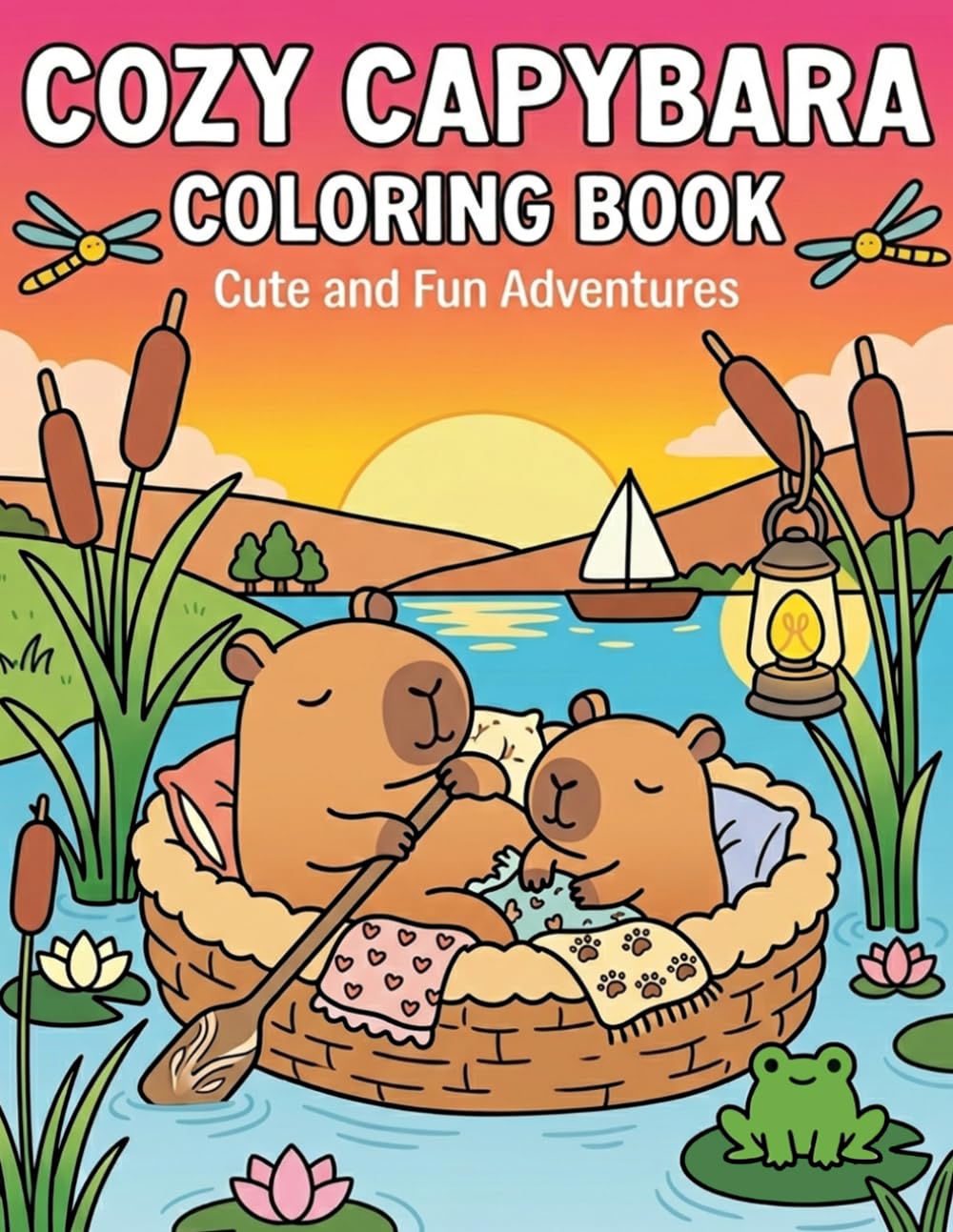 Cozy Capybara Coloring Book: Cute and Fun Adventures: A Relaxing Lakeside Journey | Simple, Whimsical Illustrations Featuring Happy Capybaras, ... and Enchanting Nature Scenes for All Ages