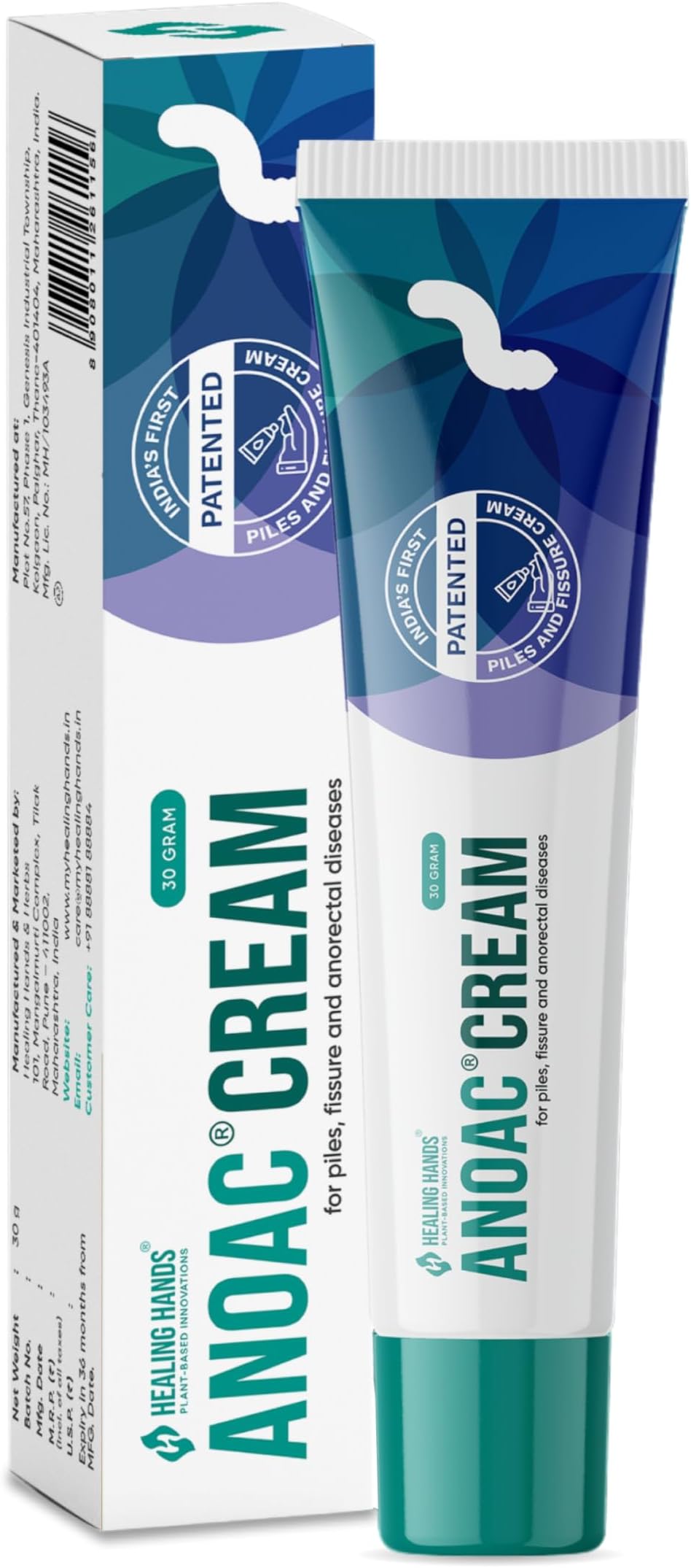 Anoac Cream for Piles, Fissures & Perianal Wounds - 30 gram, Patented Plant Based Piles & Fissure Solution, Clinically Proven, Herbal & Natural Care