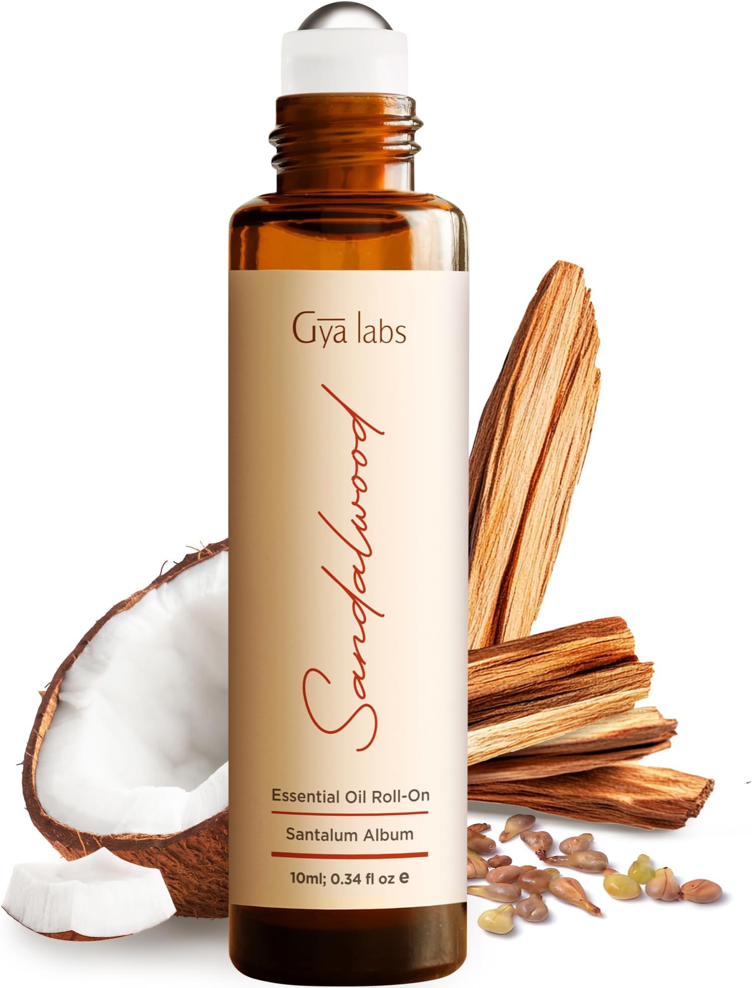 Gya Labs Sandalwood Essential Oil Roll on - Sandalwood Perfume for Women & Men, 100% Pure Natural Aromatherapy Oil Roller for Skin, Alcohol Free, Travel Size (10ml)
