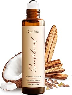 Gya Labs Sandalwood Essential Oil Roll On - 0.34 Fl Oz - Travel Size Roller for Camping, Skin, Aromatherapy Relief, Convenience