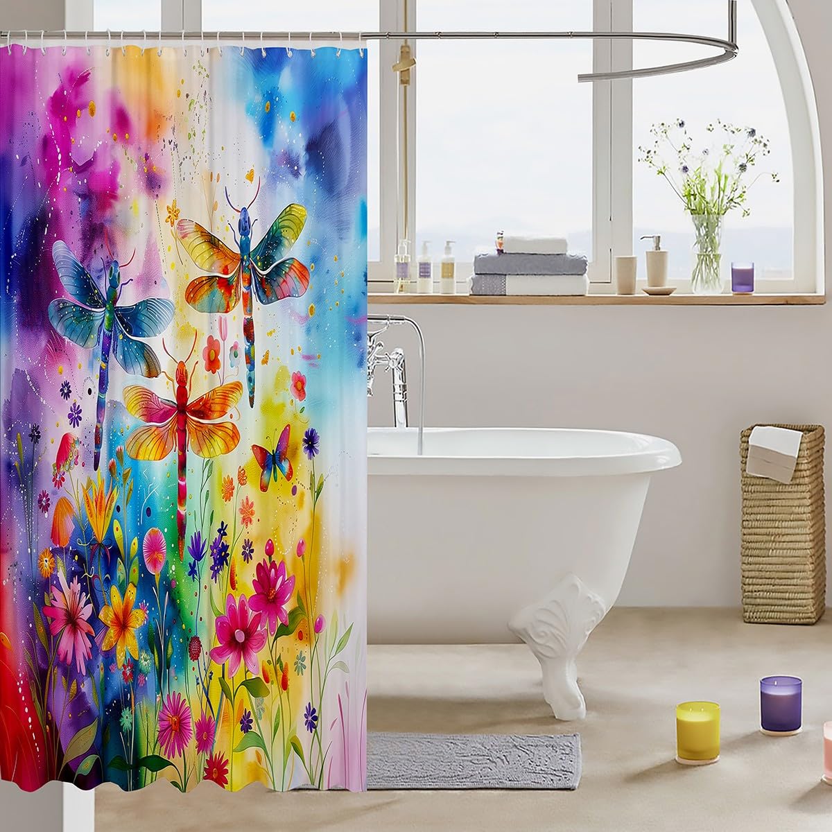 Erosebridal Duschvorhang Mit Libellen-Muster – Boho Design, Wasserdicht, 180x200cm, Aus Polyester