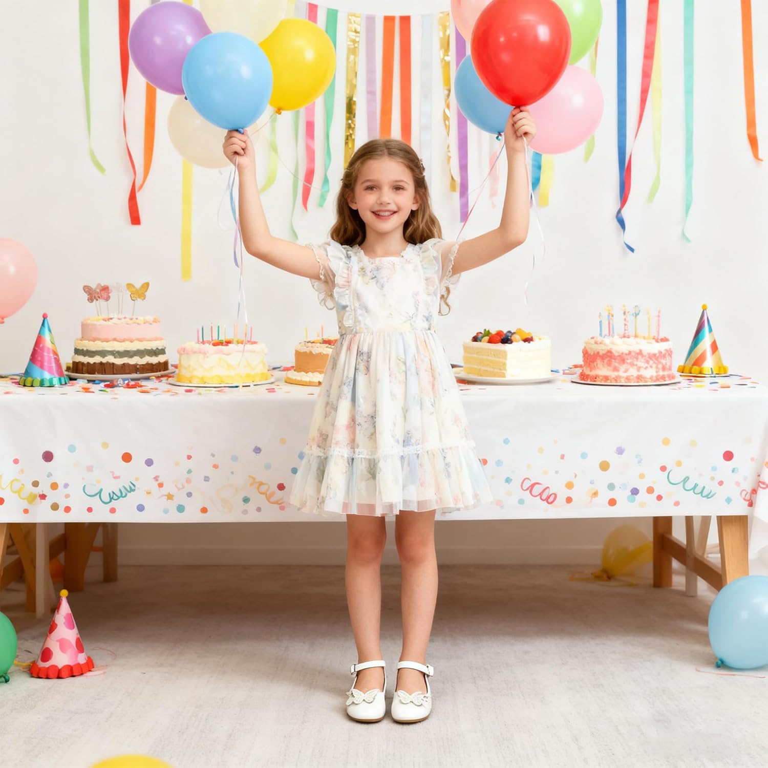 LseLom Girls Dress Shoes Butterfly Mary Janes for Girls Hook and Loop Party Wedding Flats Shoes - Image 2