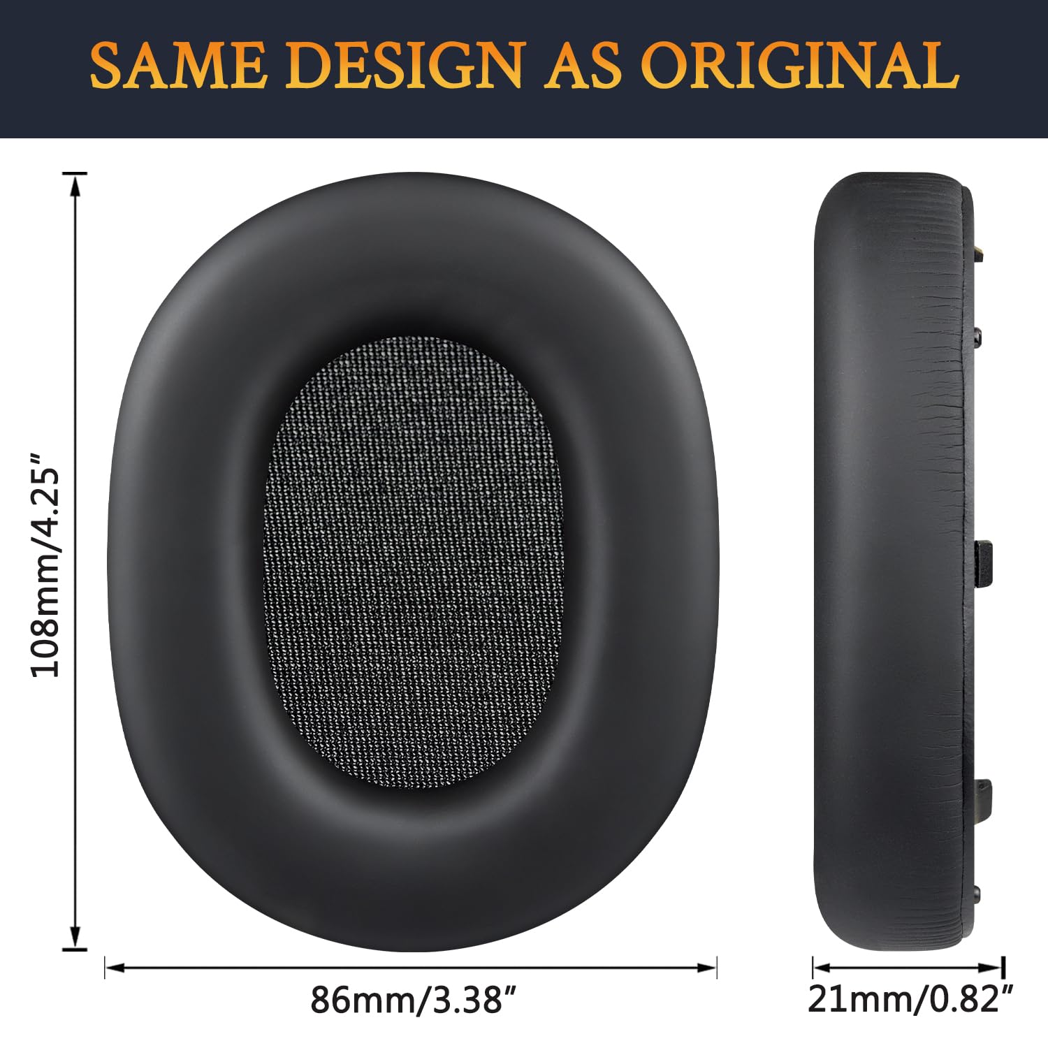 SOULWIT Replacement Earpads for Sony Inzone H7(WH-G700)/H9(WH-G900N) Wireless Gaming Headset, Ear Pads Cushions with Softer Protein Leather, Noise Isolation Foam - H7 PL Black 3