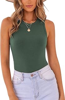 Women's Basic Sleeveless Racer Back Halter Neck Ribbed...