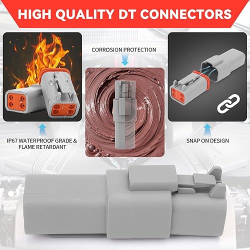 Miniatura 6 de Juego de 174 piezas de 12 kits de conectores DT y crimpadora de cables para conector Deutsch, conectores eléctricos impermeables IP68 de 2346812