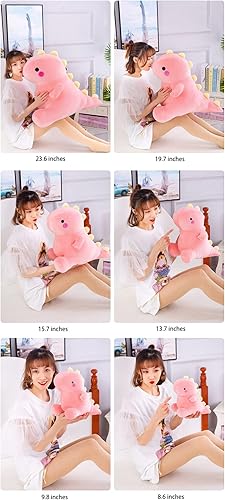 Miniatura 6 de VICKYPOP Juguete de peluche de dinosaurio, suave, muñeco de peluche de dinosaurio, lindo regalo de cumpleaños para niños y niñas (dinosaurio rosa,