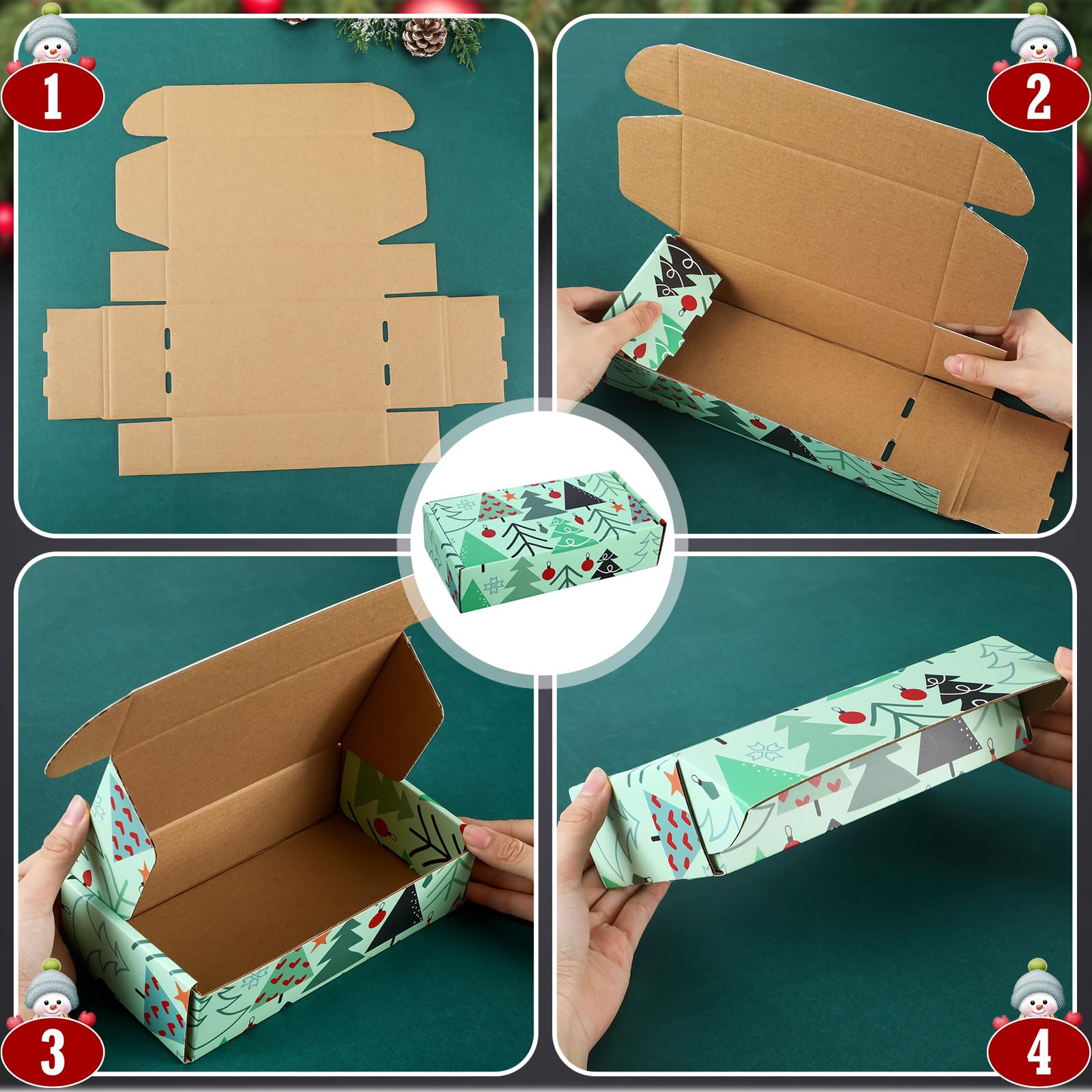 Zhanmai Lot de 25 boîtes cadeaux de Noël en carton ondulé pour petites entreprises, cadeaux d'emballage de chaussures (style classique, 10,2 x 20,3 x 5,1 cm)