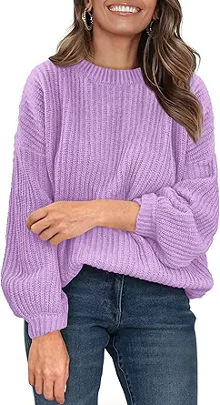 PRETTYGARDEN Fall Sweaters for Women 2025 Fashion Long Sleeve Casual Ribbed Knit Winter Clothes Pullover Jumper Tops