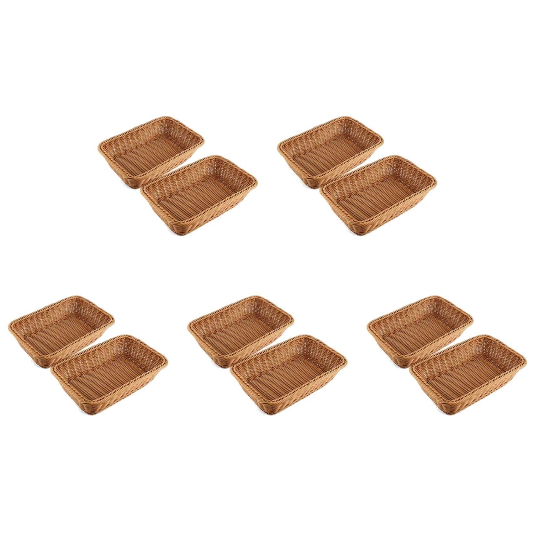 Hndhbfgrt 10 Pcs Rectangular Basket for Table or Counter Display for Bread,Fruits and Vegetables Wicker Baskets for Markets,Bakery