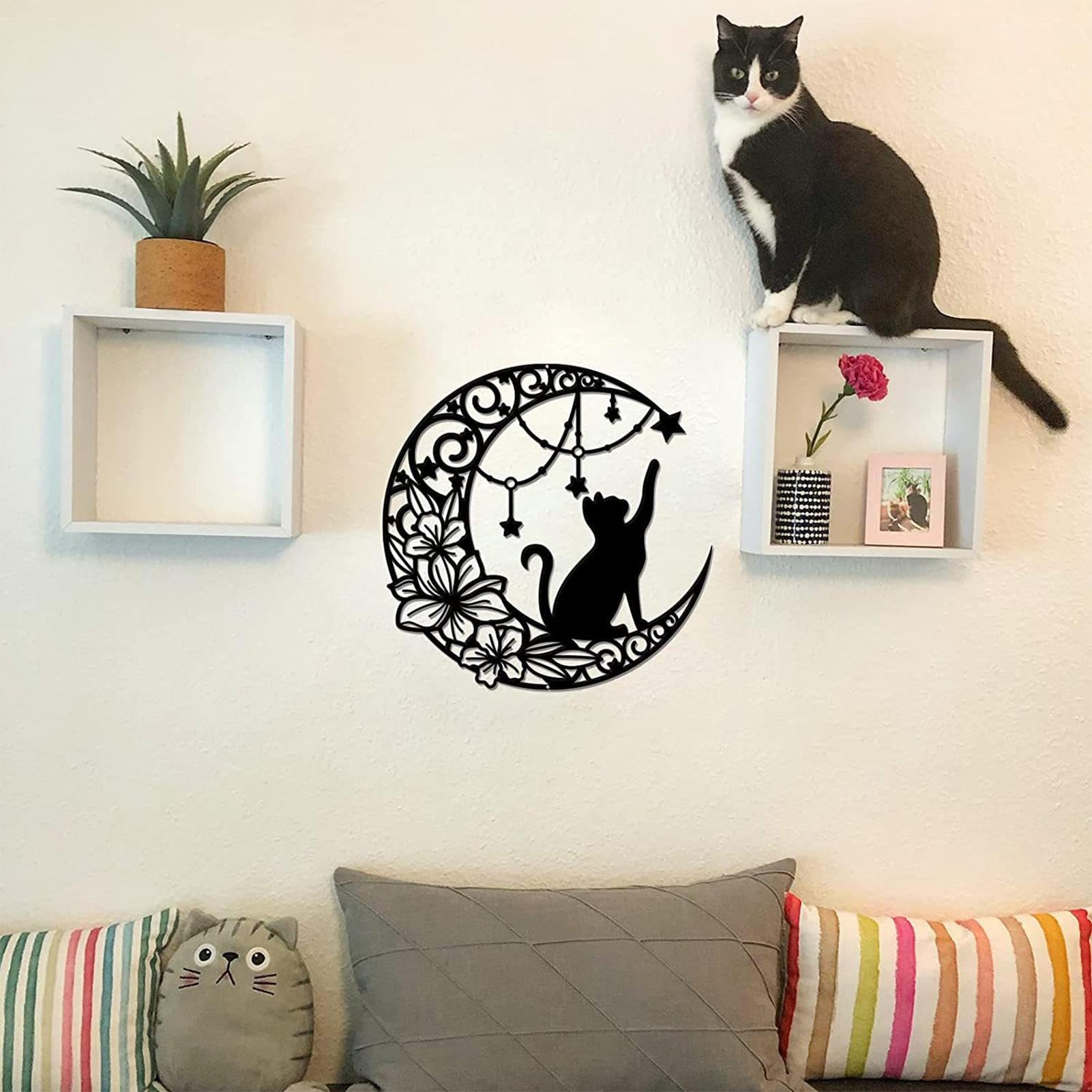 Arazzo Motivazionale Gatto Nero E Arcobaleno – Tapestry In Flanella 127x152 Cm Per Terapia, Ufficio, Cameretta