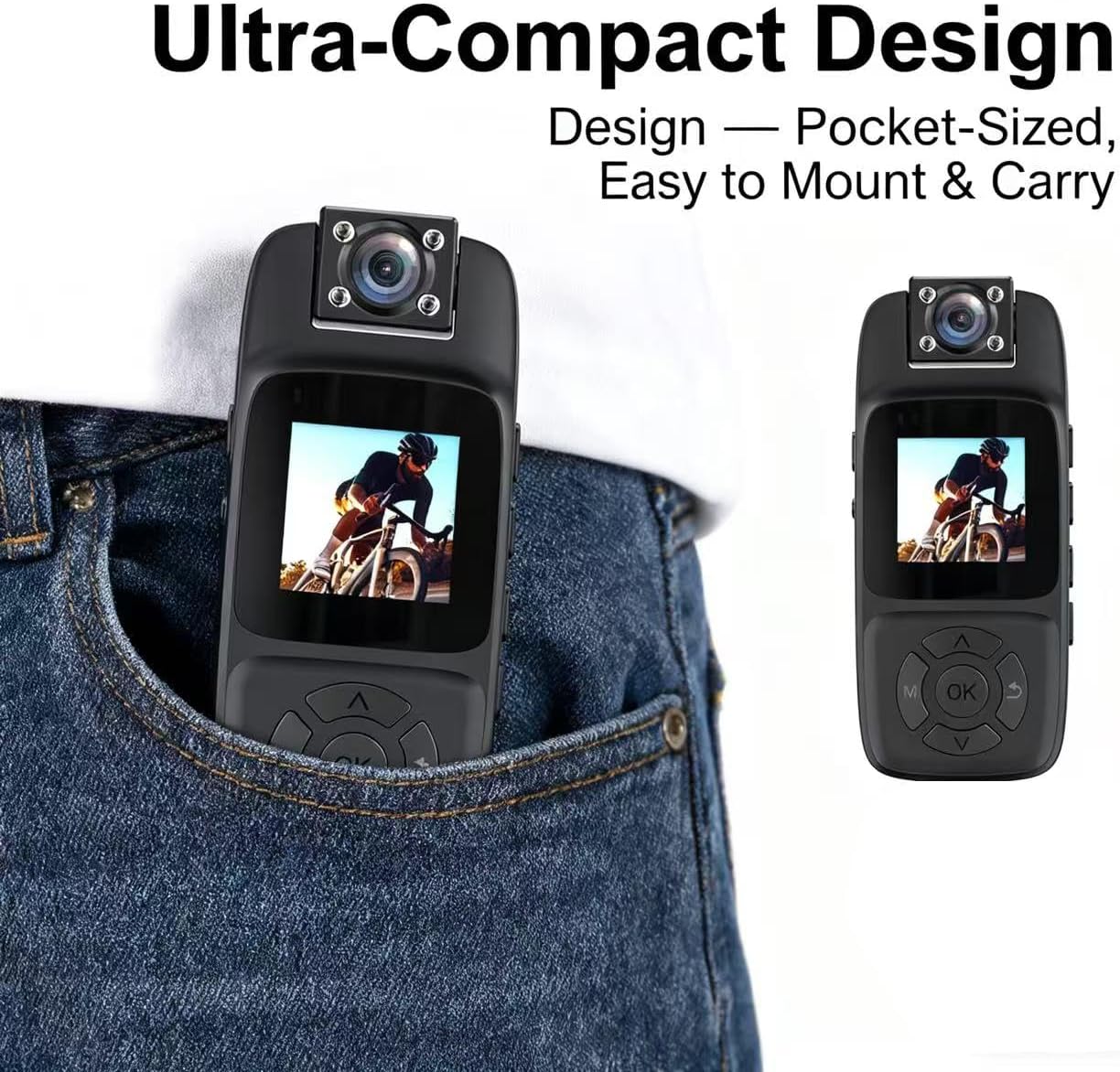 4K WiFi Body Camera with 32GB Card Included, 180° Rotatable Lens & Infrared Night Vision, Real-Time Viewing Compact Wearable for Outdoor Security, Travel & Safety Work