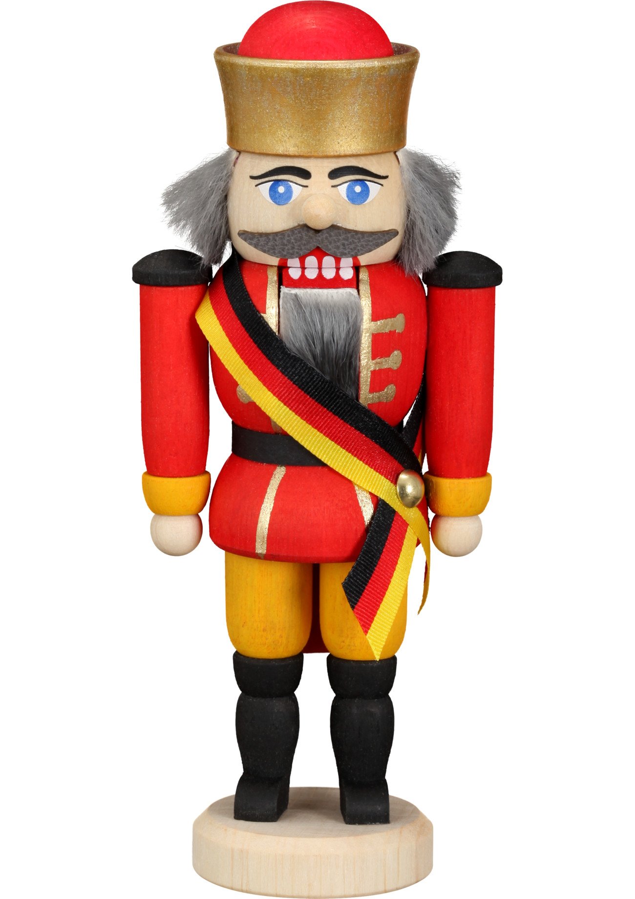 Seiffener Volkskunst German nutcracker German, height 13 cm / 5 inch, original Erzgebirge SV 11413, Red, Normal