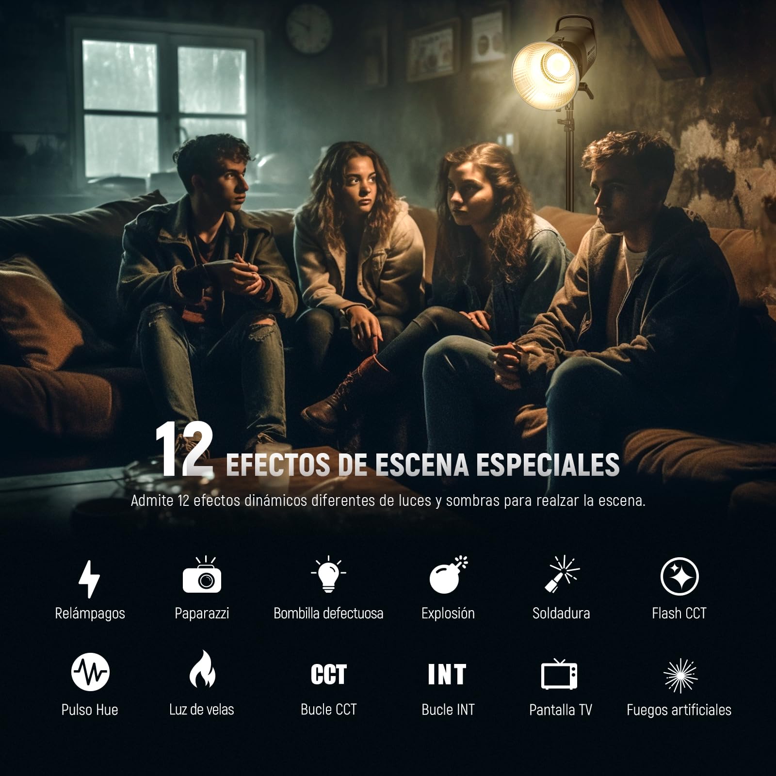 NEEWER CB60B 70W Luz Video LED 2,4G/App Control Iluminacion Video Continua COB Foco Lampara Bi Color Bowens Mount 2700K-6500K 34000Lux@1m/CCT Mode/CRI97+/12 Escenas para Estudio Fotografia