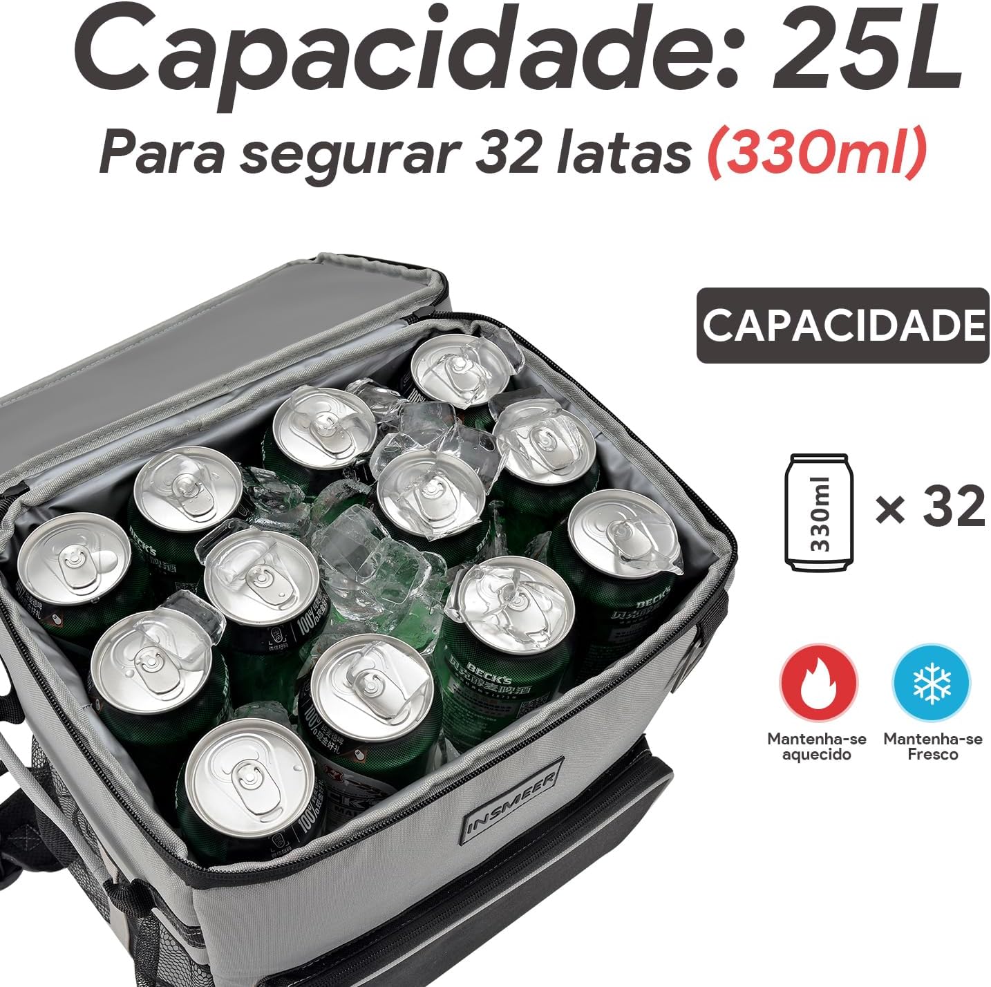 INSMEER Mochila térmica, refrigerador de praia isolado grande refrigerador de acampamento macio à prova de vazamento INSMEER Mochila térmica, refrigerador de praia isolado grande refrigerador de acampamento macio à prova de vazamento