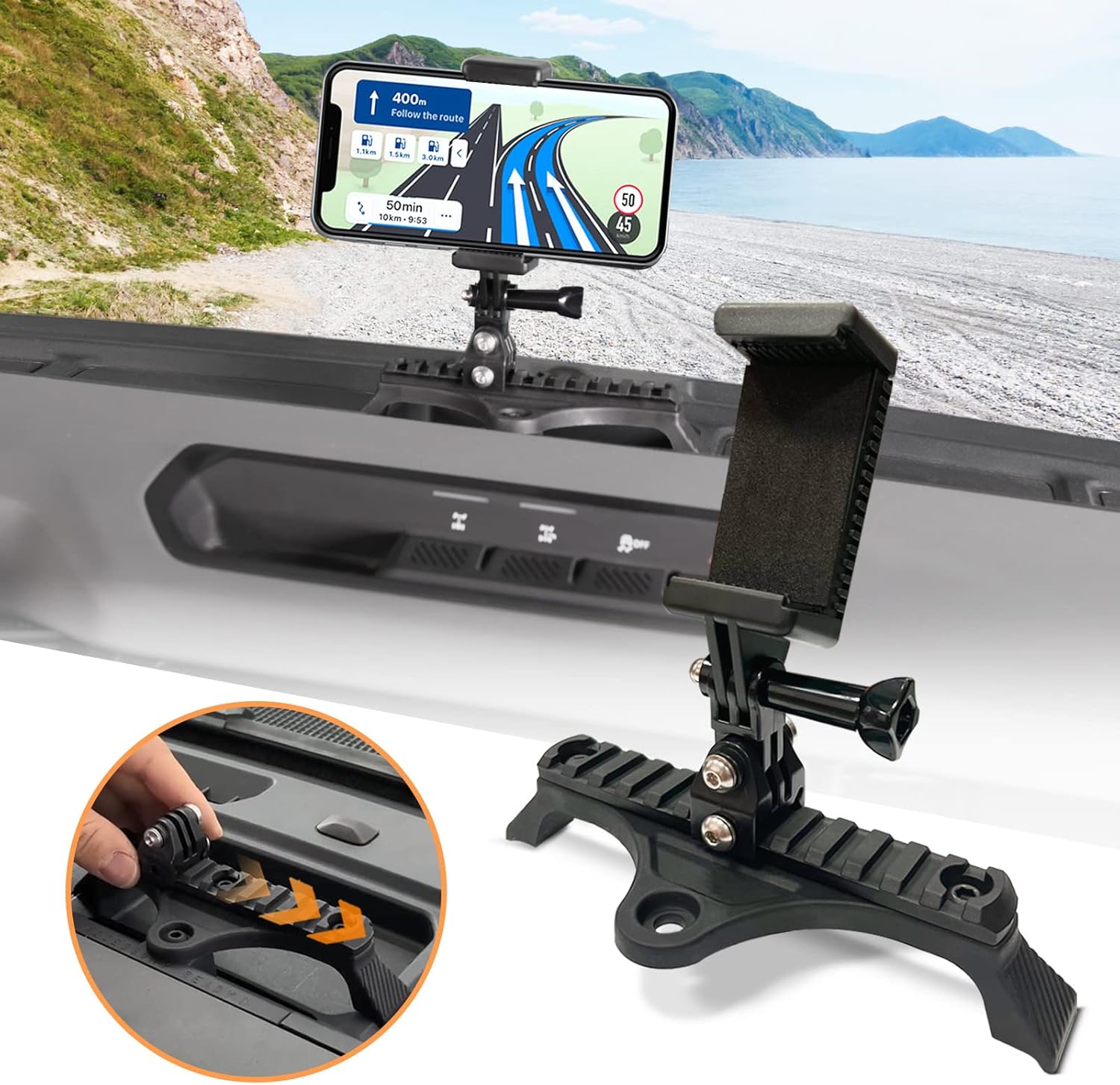 ANMOSVO for Ford Bronco Picatinny Rail Phone Holder with