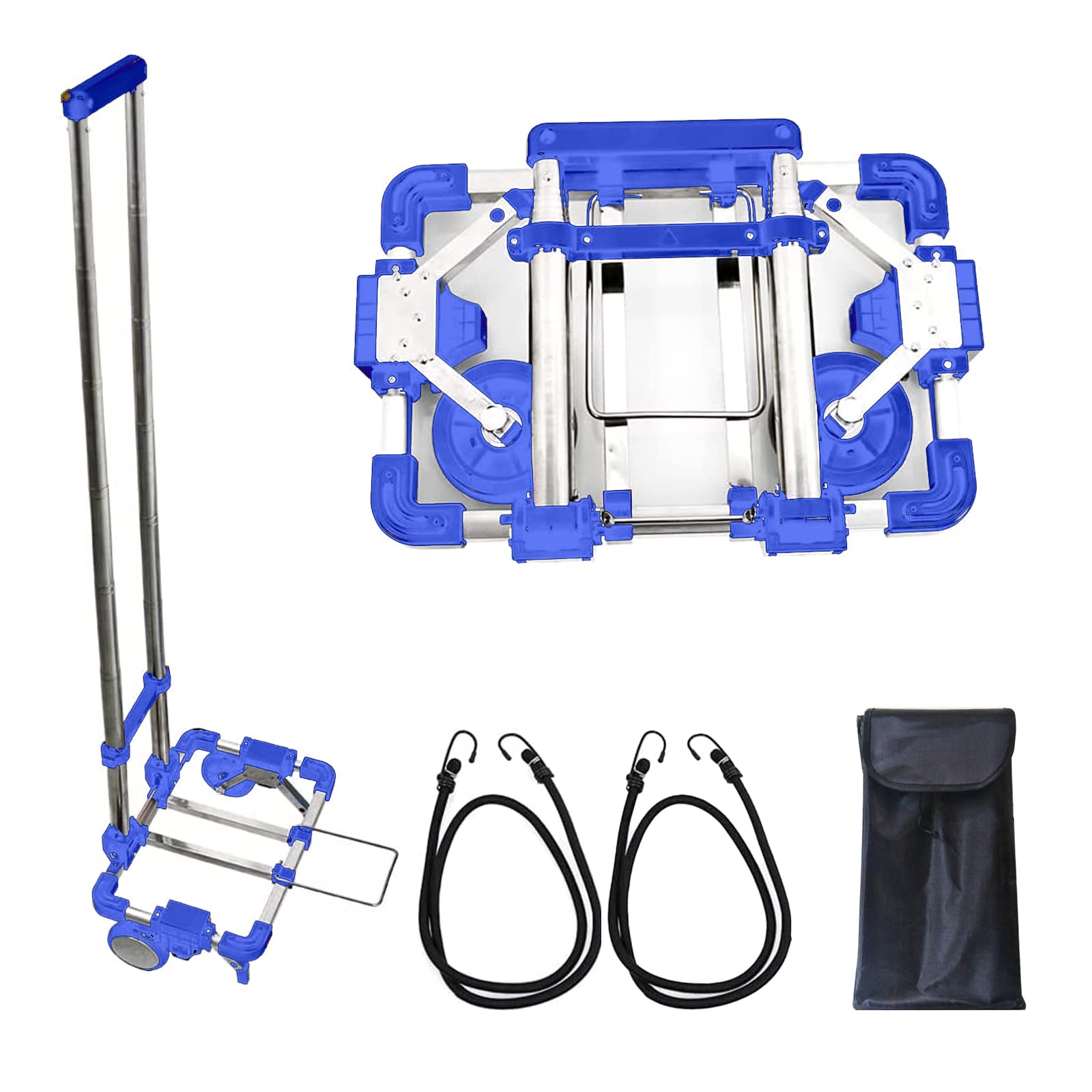 VOL Folding Hand Truck with shopping bag,Portable Carrying Cart, Compact, Mini Lightweight for Travel/Auto/Moving/Office Use,12in.Fits Most Backpacks- 55lbs Lightweight Hand Truck (Blue)