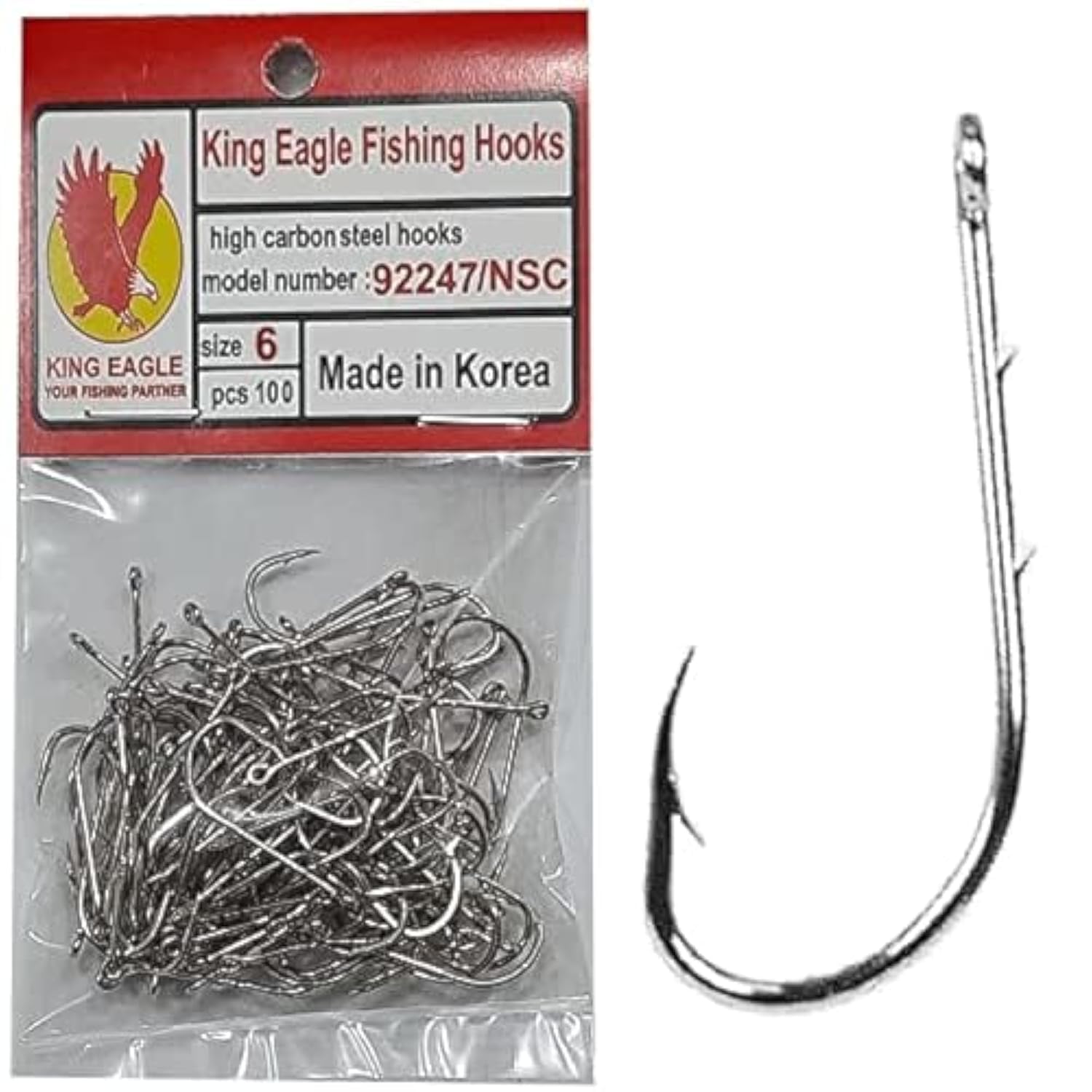eagle king fishing hooks 100 fishing hooks king Eagle korea size 6: Buy Online at Best Price in  Egypt