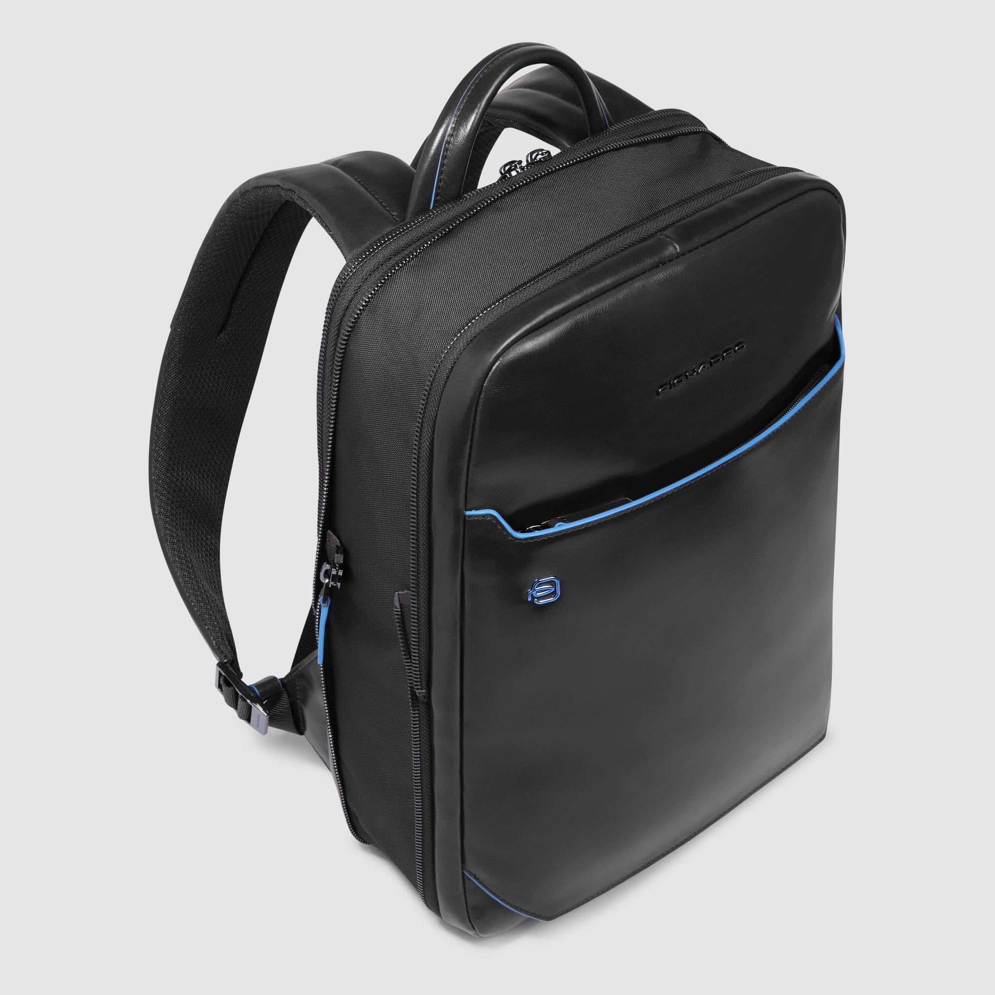 PIQUADRO Zaino uomo personalizzabile porta pc 14" | Aggancio per Trolley, Spallacci imbottiti, Vani organizzati, Elegante e Professionale, Ufficio, Uso quotidiano