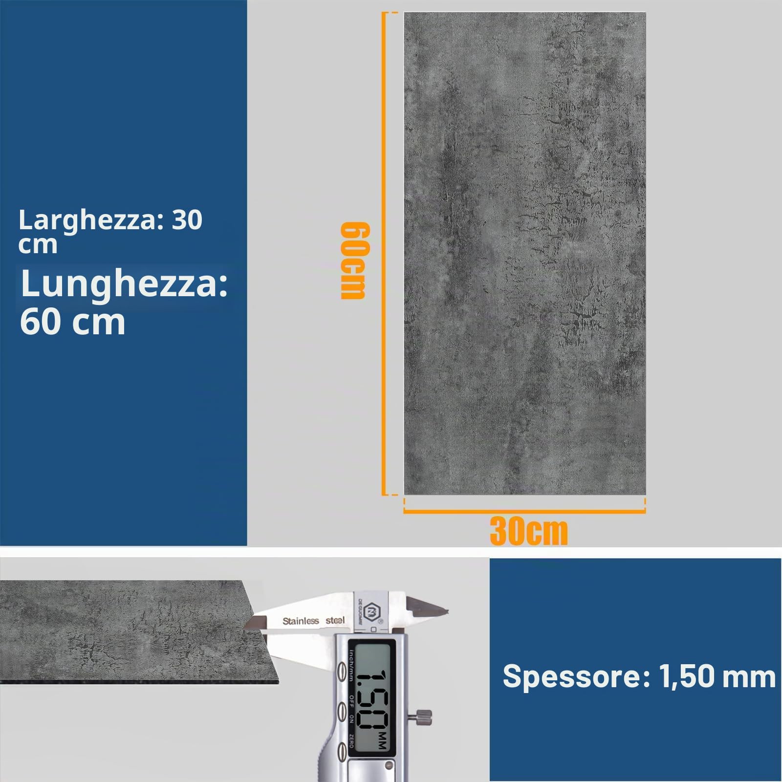 VEELIKE PVC Adesivo Pavimento Effetto Cemento Piastrelle Adesive Cucina Adesivi per Piastrelle Pavimento Bagno Piastrelle Adesive Pavimento Camera da Letto Garage Salotto 1,5mm 60cm x 30cm 24 Pezzi
