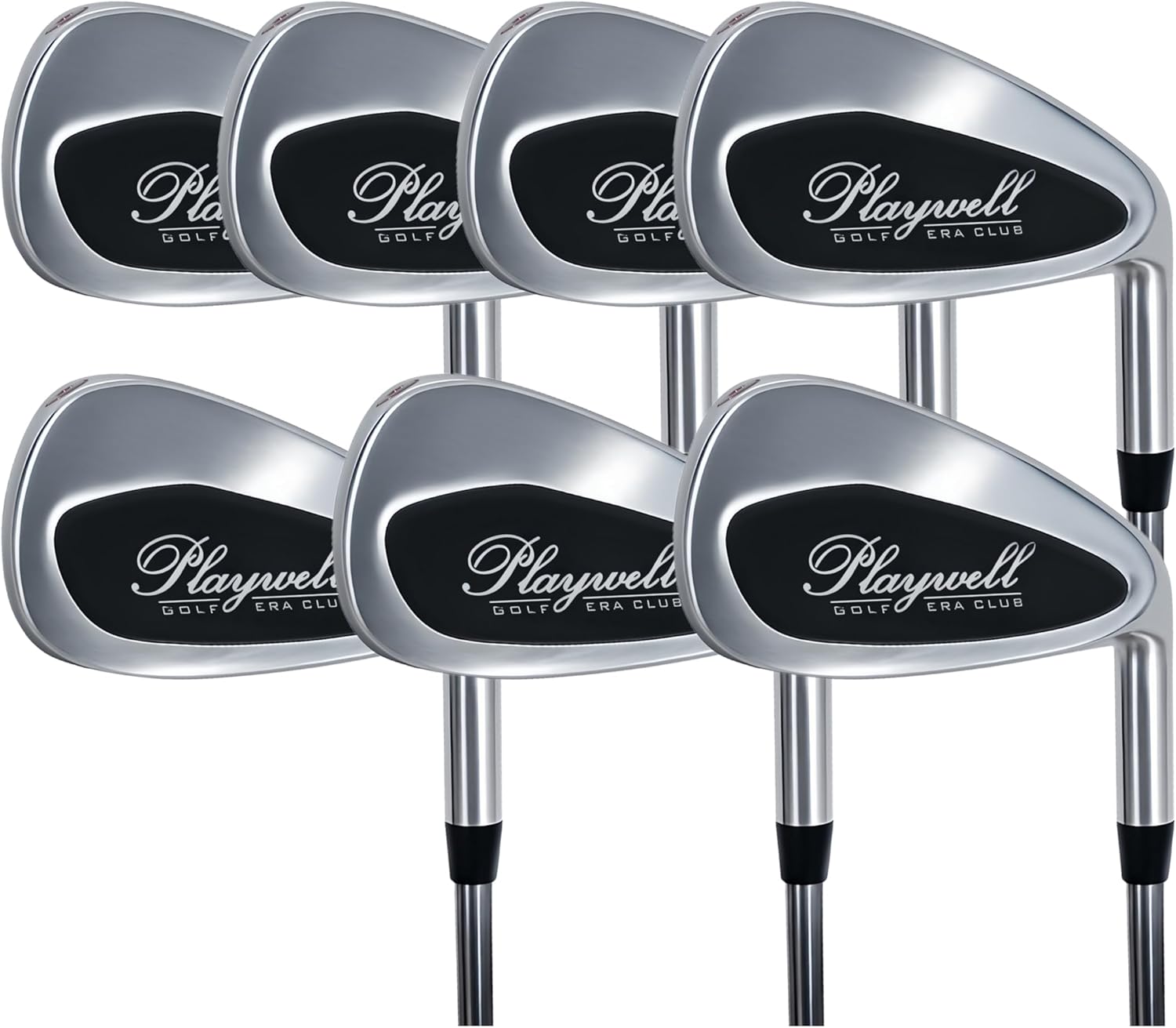 PLAYWELL Golf Iron Set for Men - 7pcs Right Handed Golf Irons - 5,6,7,8,9,S,W-Pitching & Sand Wedge- Regular Flex Steel Shaft, 7pcs Golf Club Set- Silver & Black Right Hand