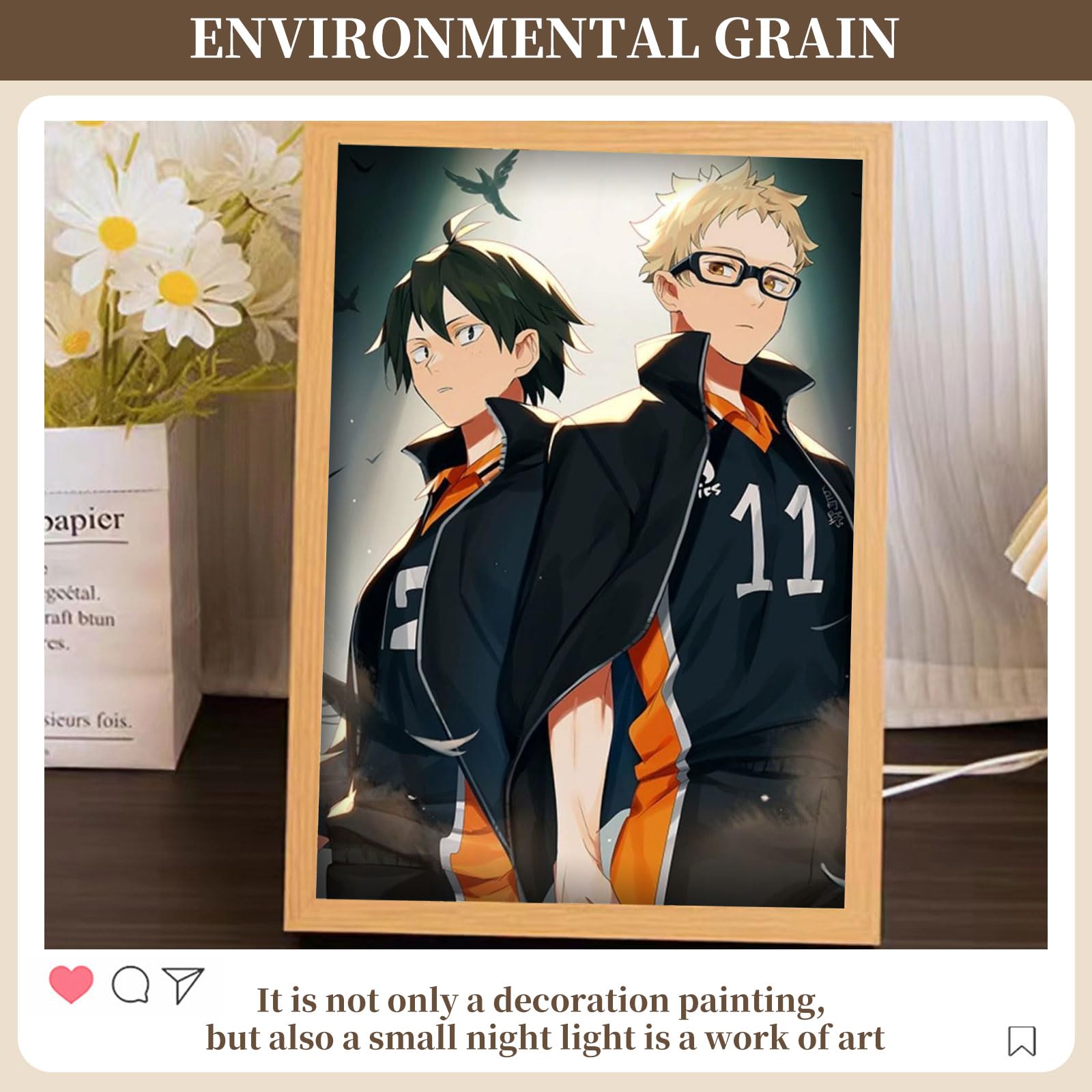 MeYuxg Haikyuu Anime Cornice Illuminata, Scatola LED Anime, Cornici LED Creative, Lampada Giapponese per Soggiorni, Camere da Letto, Caffè e Camerette per Bambini (10)