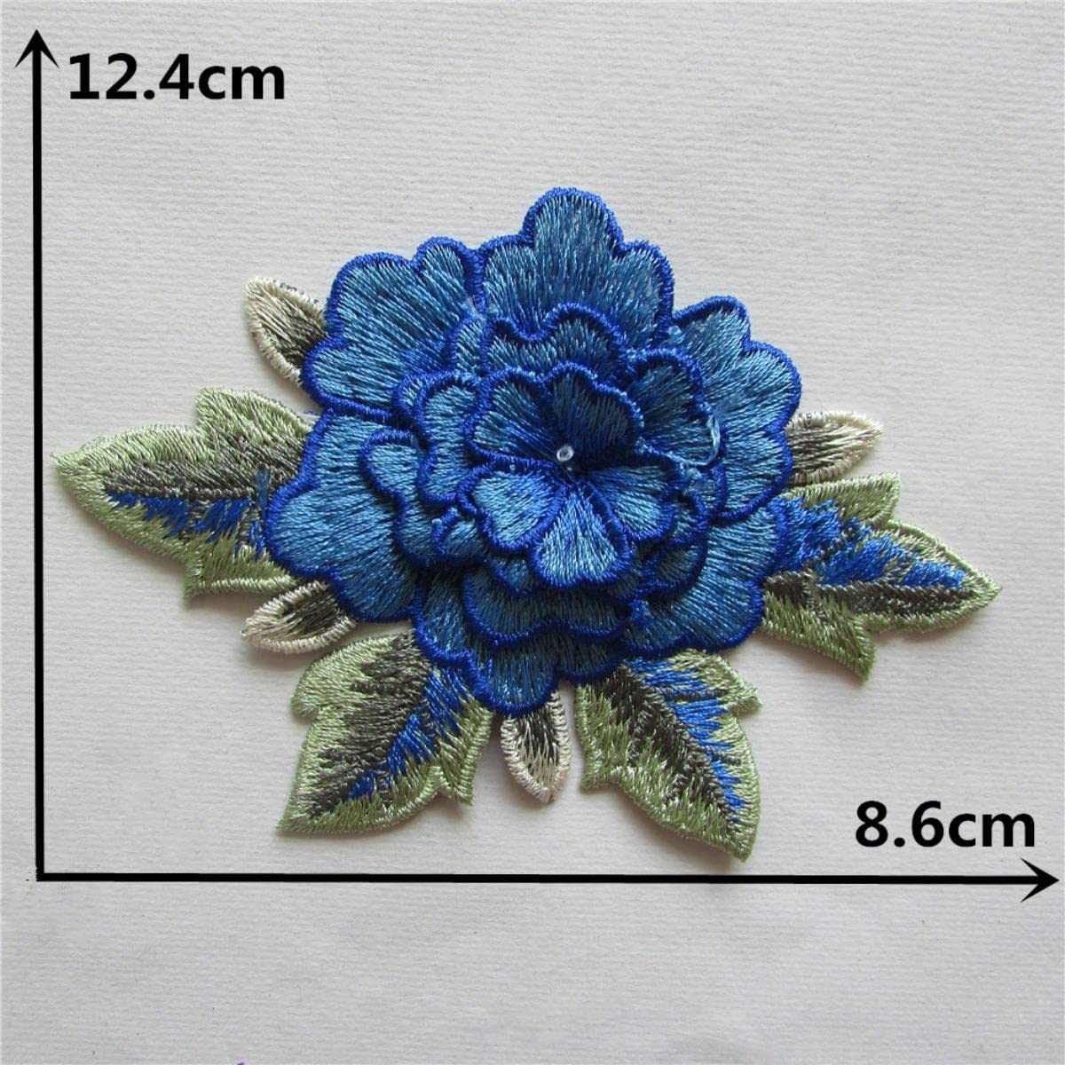 Paio di applicazioni speculari con ricamo floreale in pizzo e paillettes per abiti da sposa, progetti artigianali (rosso con paillettes