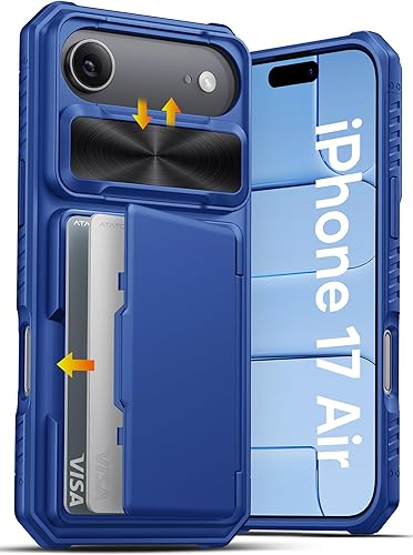Miniatura 70 de ATATOO Funda para iPhone 16 con tarjetero (almacena 3-5 tarjetas) [bloqueo RFID] y funda para cámara deslizante, protección de grado militar, funda
