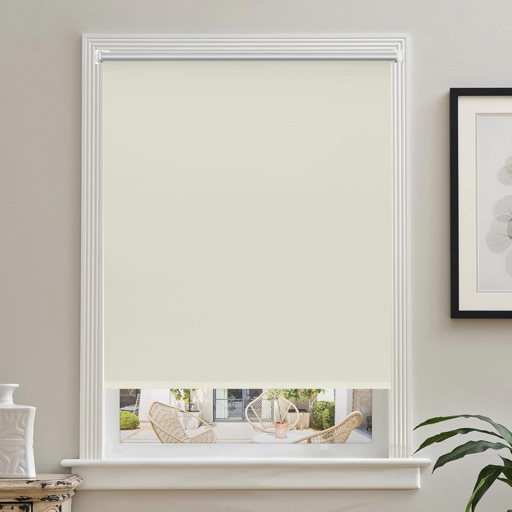 Store Occultant sans Percage Klemmfix 55 x 80 cm Opaque Thermique Isolant, Tissu Isolant Thermique Intérieurs Kit de Montage Inclus pour Fenêtre Ou Porte, Beige