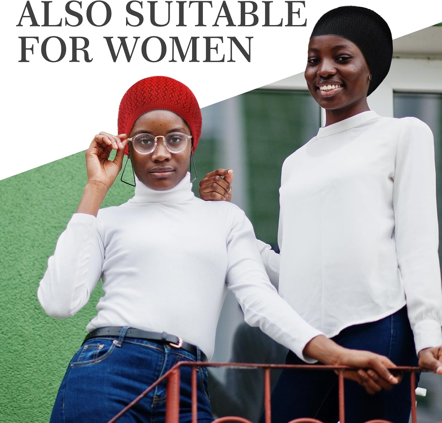 Jiuguva 12 Pcs Kufi Hats for Men and Muslim Prayer Beads Set 6 Handicraft Knitted Hat Stretchy Taqiyah Cap and 6 Tasbih 99 Beads - Image 2