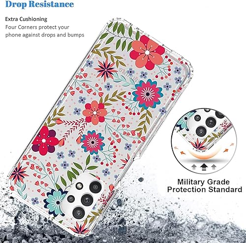 Miniatura 7 de Funda para Galaxy A32 5G, funda Samsung A32 5G para niñas, bonita funda floral de TPU transparente a prueba de golpes, funda protectora para Samsung
