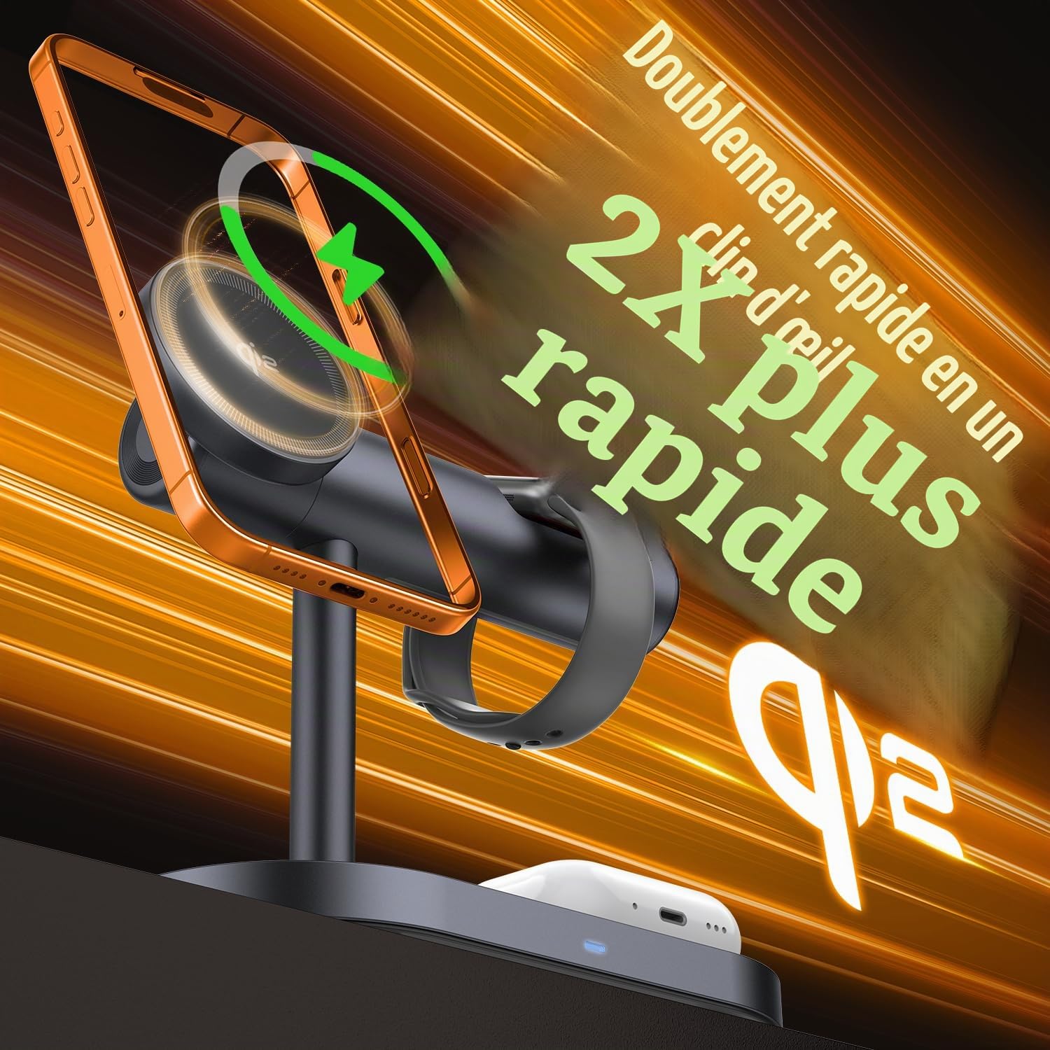 iVANKY Chargeur Induction 4 en 1 avec Lampe de Nuit (Qi2, avec Adaptateur d'alimentation 33W)