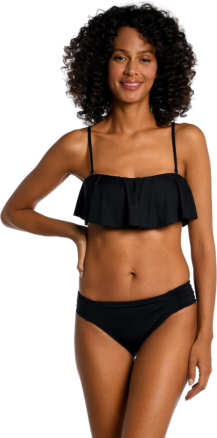 La Blanca Women's Island Goddess Ruffle Bandeau Bikini Swimsuit Top