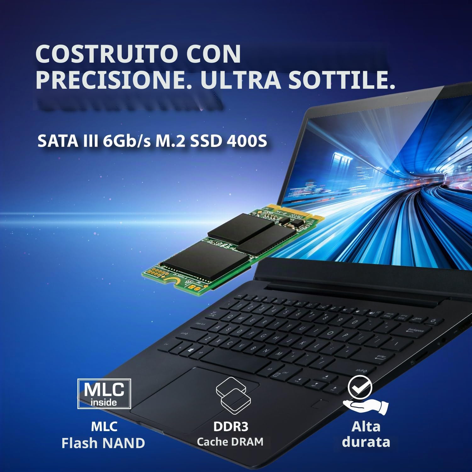 Transcend SSD interno MTS400S M.2 2242 SATA III 6 Gb/s da 32 GB, memoria MLC NAND - TS32GMTS400S