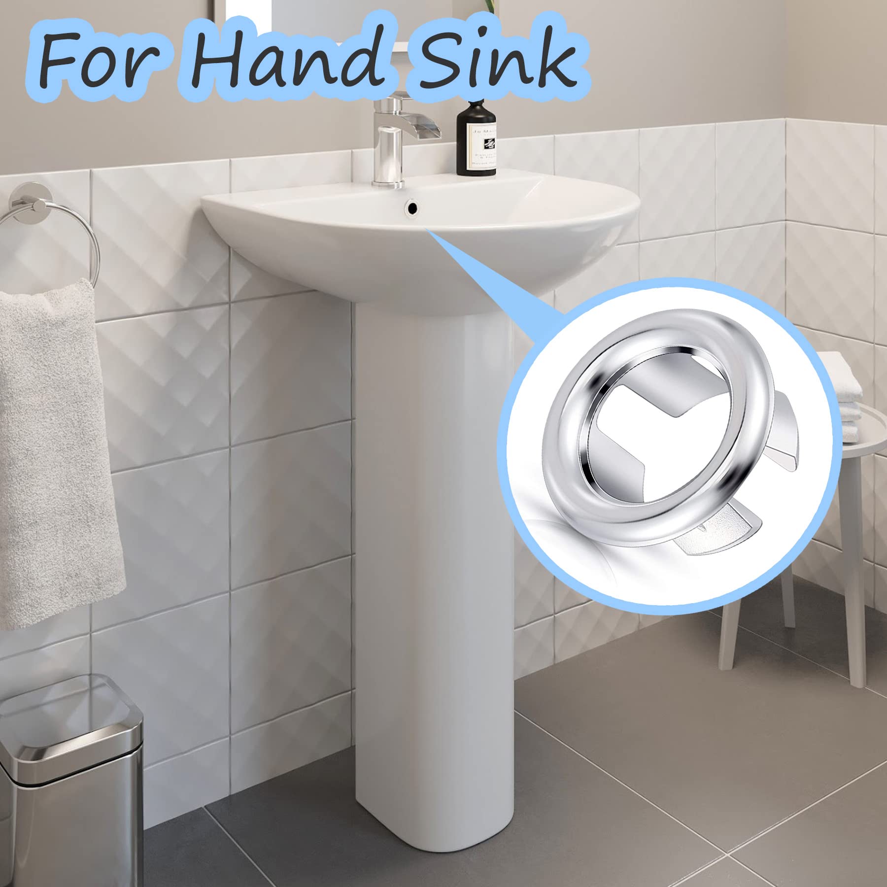 Paquete de 4 fundas para anillo de desbordamiento para fregadero de baño de cocina, agujero redondo de desbordamiento, tapa de desagüe, inserción en el agujero de repuesto 4