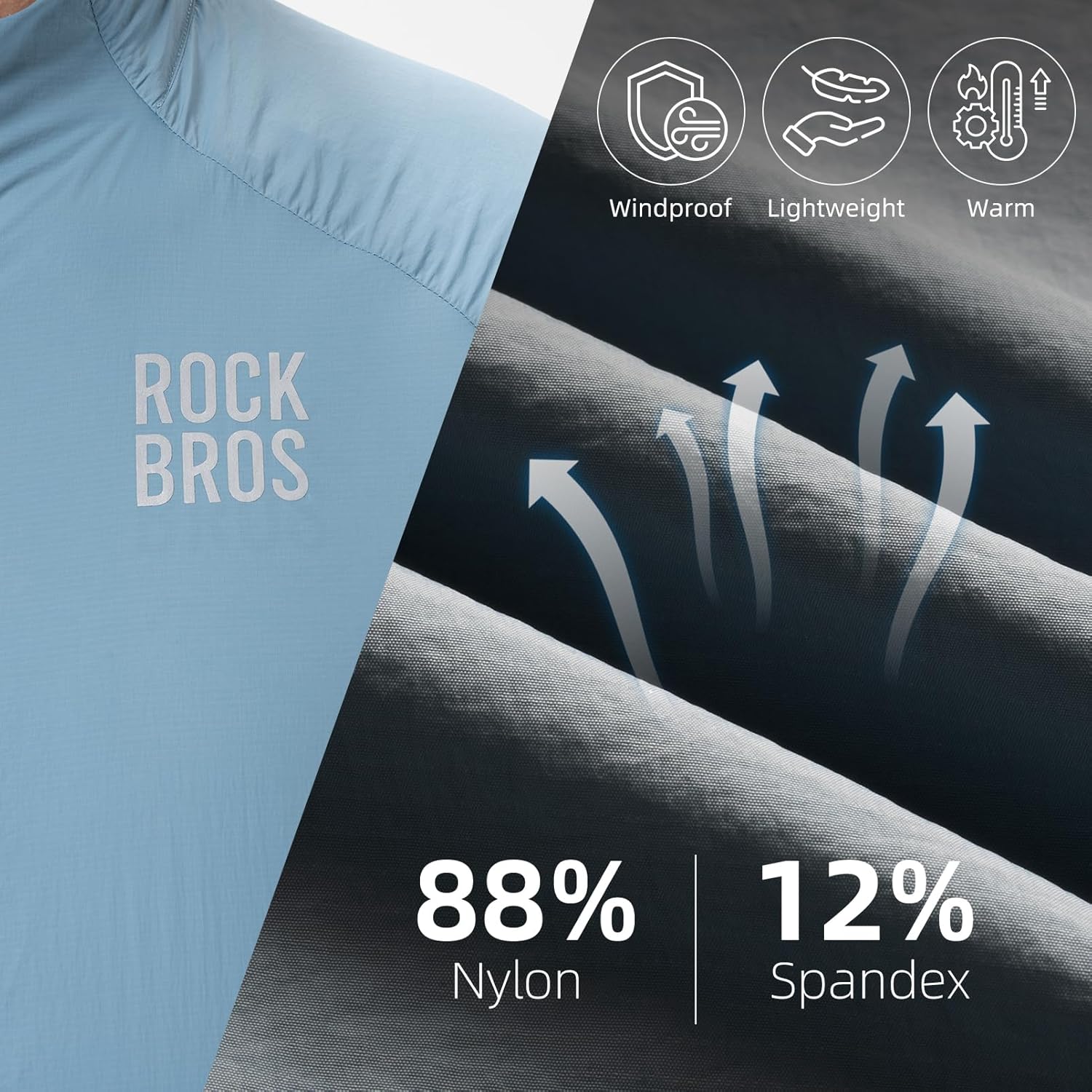 ROCKBROS Cycling Jackets for Men Breathable Cooling Lightweight Long Sleeve Cycling Jersey Running Cycling Windbreaker - Image 3