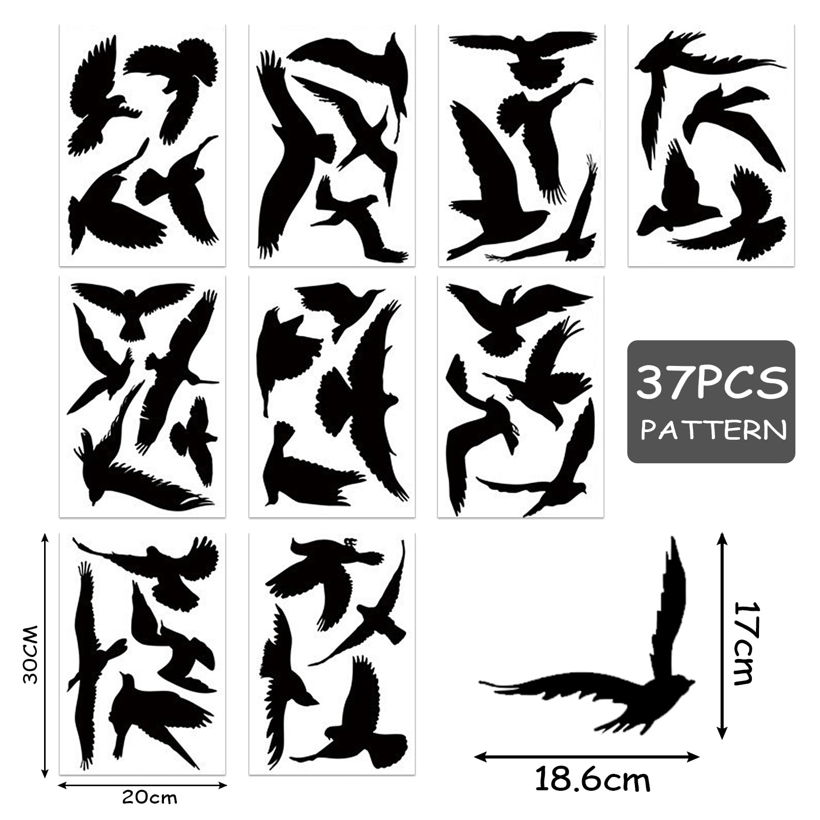 Adesivi Anti-Uccelli Per Vetri - 16 Pezzi Neri Per Evitare Collisioni Su Finestre, Porte E Vetrate | Decorazione Utile E Pratica - Foto 3