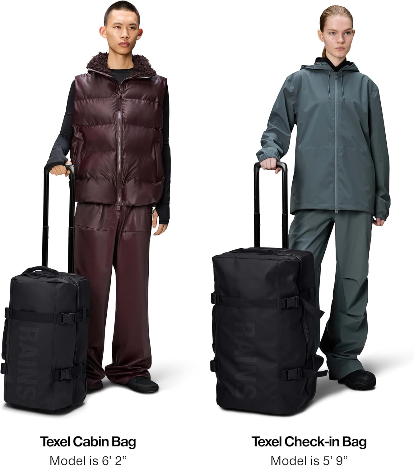 RAINS Texel Travel Bag, Waterproof Duffel Bag with Telescopic Handle and 2 Wheels, 2 Year Warranty - Ideal Travel Companion (Black, Carry On) - Image 5