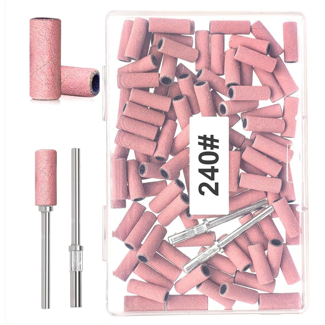 100 pezzi Punte Fresa Unghie Professionale, Bande piccole per la levigatura delle unghie #240, bande abrasive piccole con punta a mandrino da 3 mm aggiornata,nastro abrasivo professionale