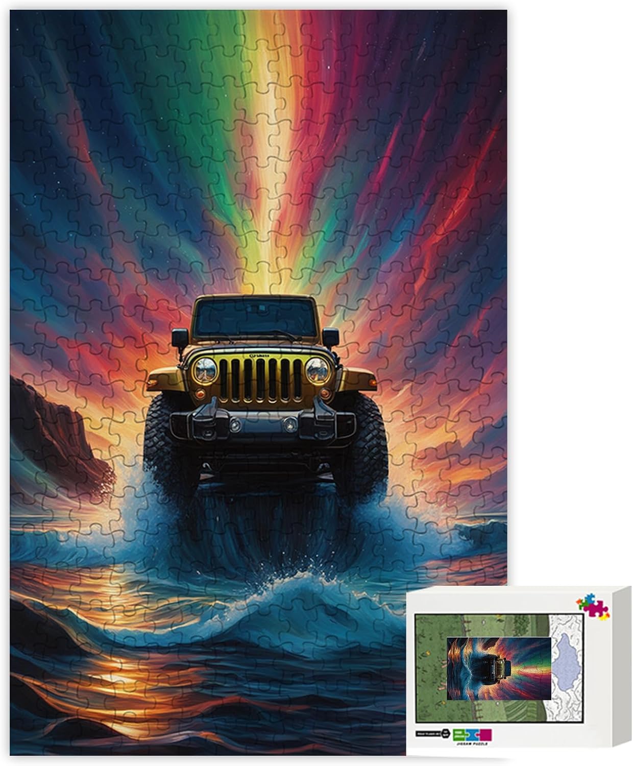 Jeep in The Water Puzzle, 1,000 PC Teen & Adult Fun Challenge, Home Decor & Gifts